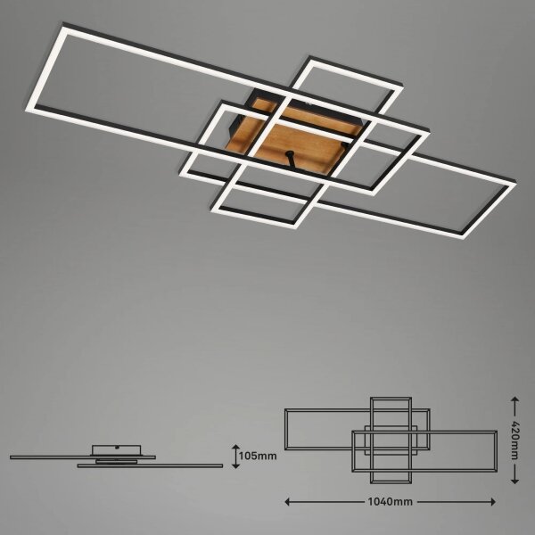 Brilo - Lampadario a plafone LED dimmerabile FRAME LED/51W/230V nero/marrone + +TC