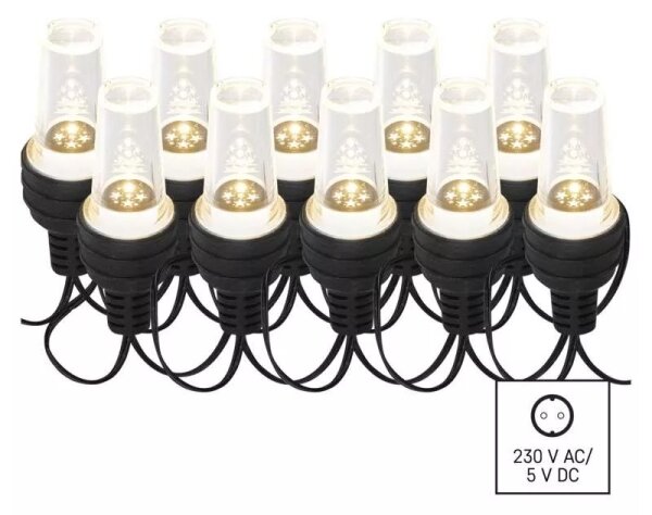 Catena luminosa LED per esterni, 10 LED / 9,5 m, IP44, bianco freddo