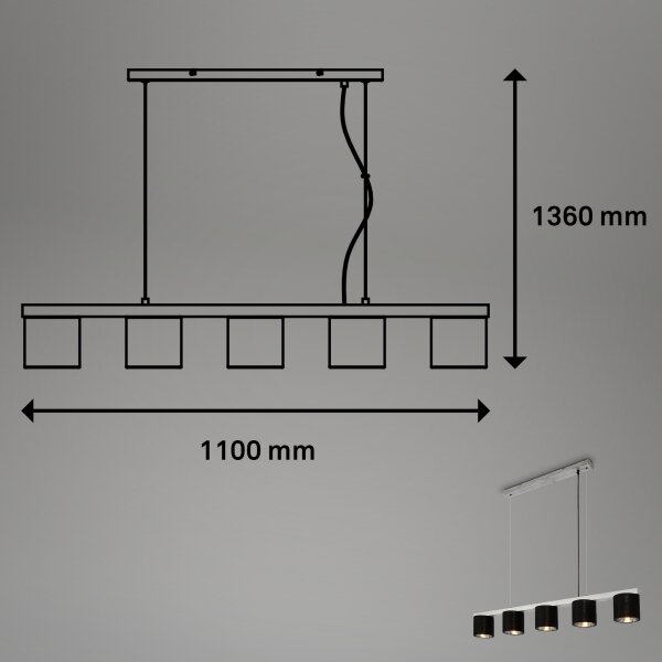 Briloner - Lampadario a sospensione con filo LURI 5xE14/25W/230V albero di caucciù
