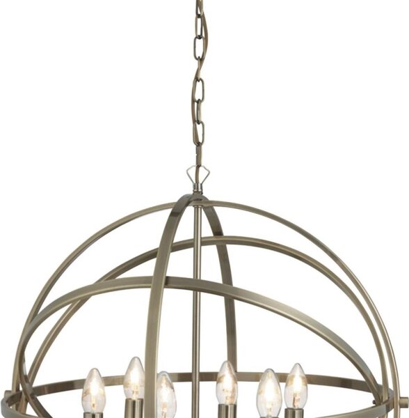 Searchlight 2476-6AB - Lampadario a catena ORBIT 6xE14/60W/230V, finitura ottone