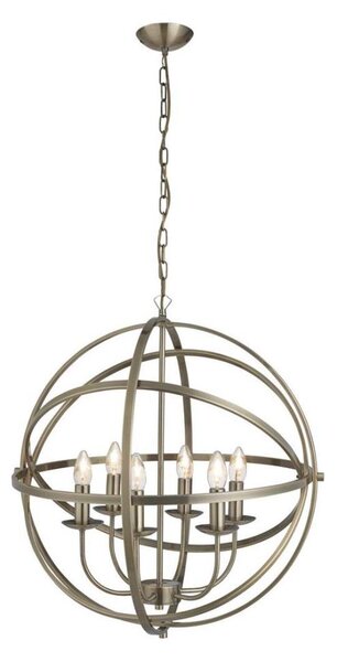 Searchlight 2476-6AB - Lampadario a catena ORBIT 6xE14/60W/230V, finitura ottone