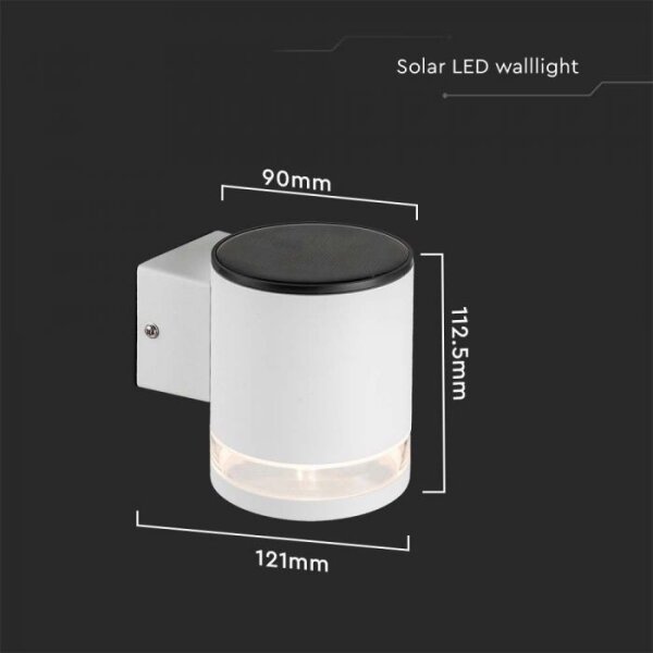 Lampada solare da parete LED 1W 3,7V 3000K IP54 1200mAh bianco