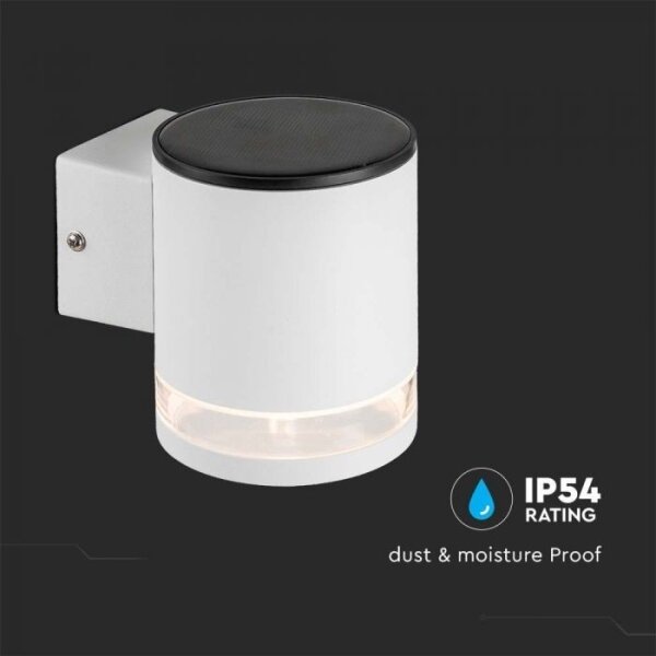 Lampada solare da parete LED 1W 3,7V 3000K IP54 1200mAh bianco