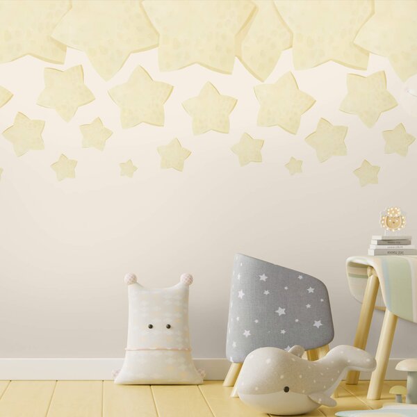 Carta da parati Gruppo di stelle su sfondo bianco, Carta da parati per Bambini, Carta da parati popolare, t00358 - Tapeko.it
