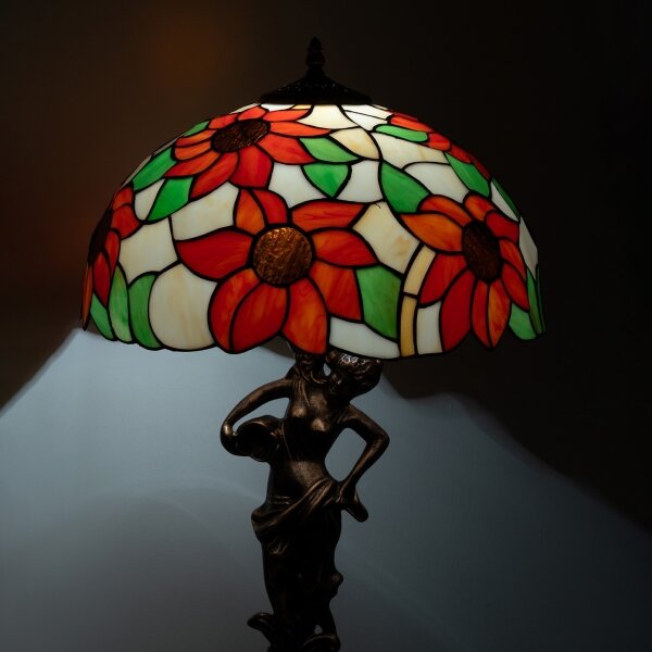 Brilagi - Lampada da tavolo in vetro stile Tiffany SUNFLOWER 1xE27/60W/230V