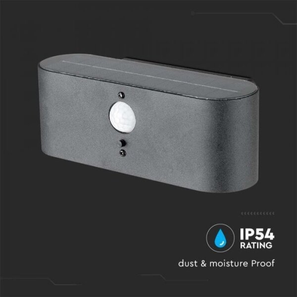 Lampada solare da parete LED esterna con sensore LED/2,5W/3,7V 3000K IP54