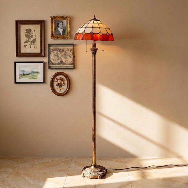 Brilagi - Lampada da terra in vetro Tiffany SIENNA 2xE27/60W/230V