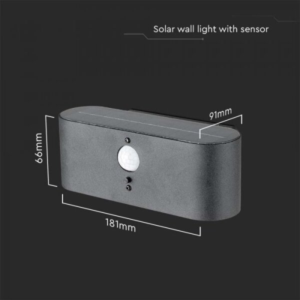 Lampada solare da parete LED esterna con sensore LED/2,5W/3,7V 3000K IP54