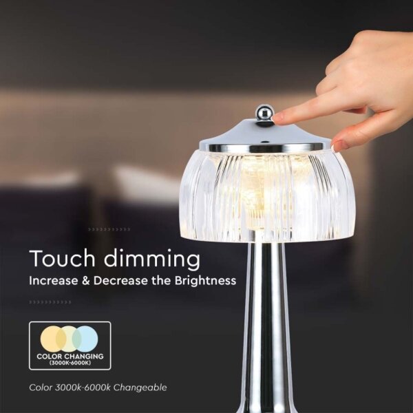 Lampada da tavolo LED dimmerabile LED/1W/5V 3000-6000K 1800 mAh cromo