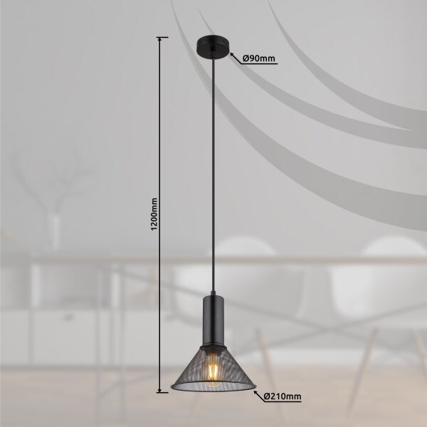 Globo 15648H1 - Lampadario a sospensione con filo JEDD 1xE27/60W/230V nero
