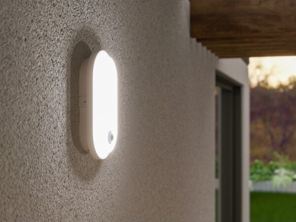 Lampada da parete LED per esterni con sensore OVAL LED/10W/230V IP65, bianco