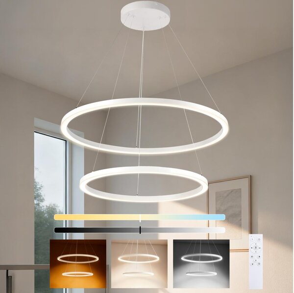 Brilagi - Lampadario LED dimmerabile a cavo PORTOFINO LED/98W/230V diam. 80 cm bianco + telecomando