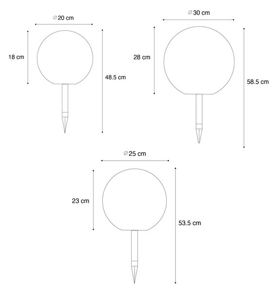 Set di 3 lampade da terra per esterni bianche con LED solare IP44 - Ludger