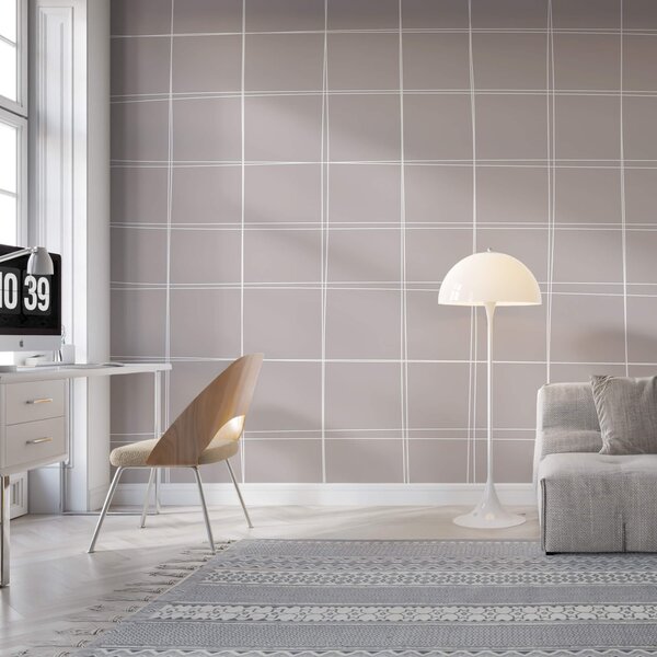 Carta da parati Griglia grigia e bianca, Carta da parati lastrazione, Carta da parati popolare, t00372 - Tapeko.it