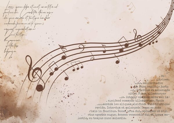 Carta da parati Note musicali su un foglio, Carta da parati design, Carta da parati popolare, t00380 - Tapeko.it