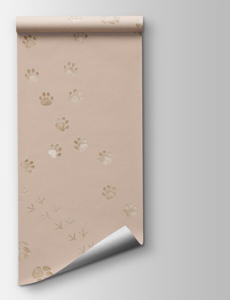 Carta da parati Modello di impronte di zampe e uccelli, Carta da parati per Bambini, Carta da parati popolare, t00410 - Tapeko.it