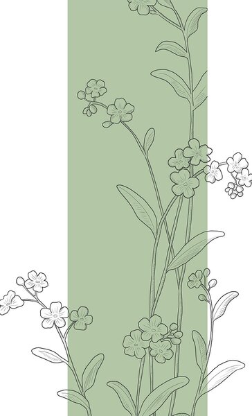 Carta da parati Disegno di fiori e foglie, Carta da parati Floreale, Carta da parati popolare, t00413v1 - Tapeko.it
