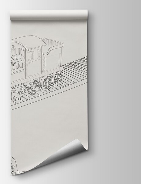 Carta da parati Disegno di un treno, Carta da parati Tecnica e trasporto, Carta da parati popolare, t00412 - Tapeko.it