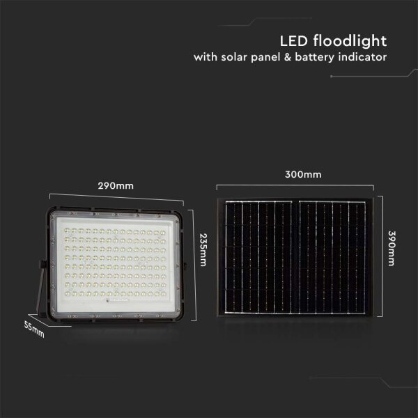 LED Proiettore solare da esterno LED/20W/3,2V 6400K nero + +TC