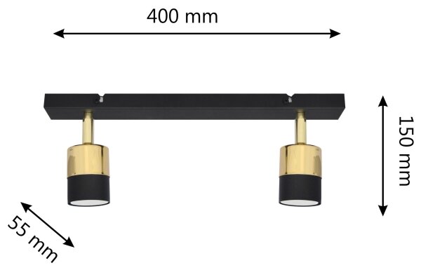 Faretto LED TUBSSON 2xGU10/4,8W/230V nero/oro