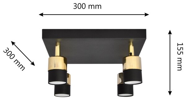 Faretto LED TUBSSON 4xGU10/4,8W/230V nero/oro
