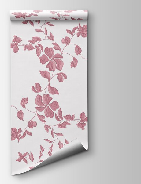 Carta da parati Motivo di fiori rosa, Carta da parati design, Carta da parati popolare, t00430 - Tapeko.it
