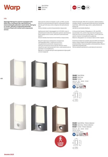 Redo 90486 - LED Applique da esterno con sensore WARP LED/8W/230V IP44