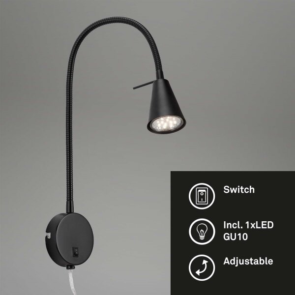 Briloner 2082-015 - Lampada da parete LED COMFORT LIGHT 1xGU10/5W/230V nera