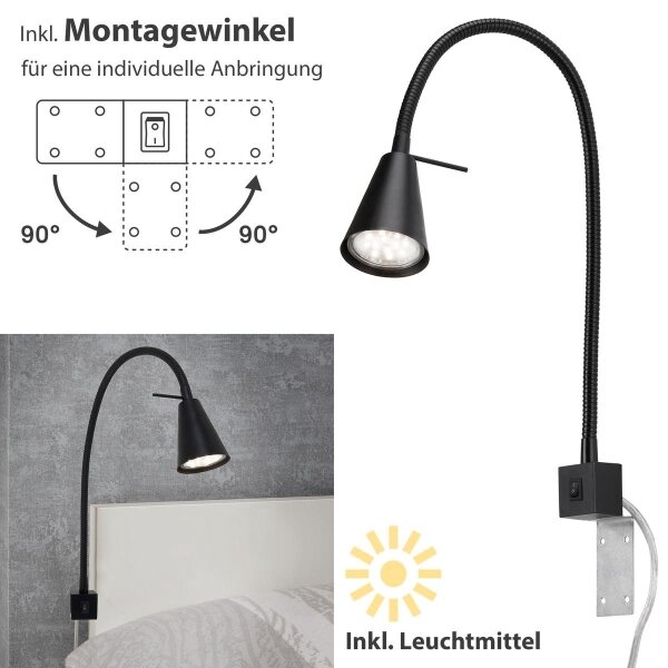Briloner 2080-015 - Lampada da parete LED COMFORT LIGHT 1xGU10/5W/230V nera