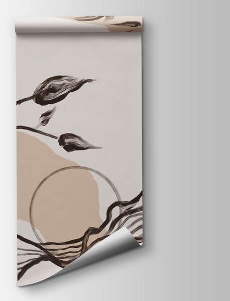 Carta da parati Linee eleganti e fluide con elementi naturali, Carta da parati lastrazione, Carta da parati popolare, t00466 - Tapeko.it