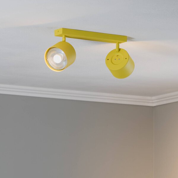 Faretto da soffitto Chloe orientabile a 2 luci, giallo Argon, dimmerabile, Giallo / Arancione, Soggiorno / Sala da pranzo, Metallo, Moderno