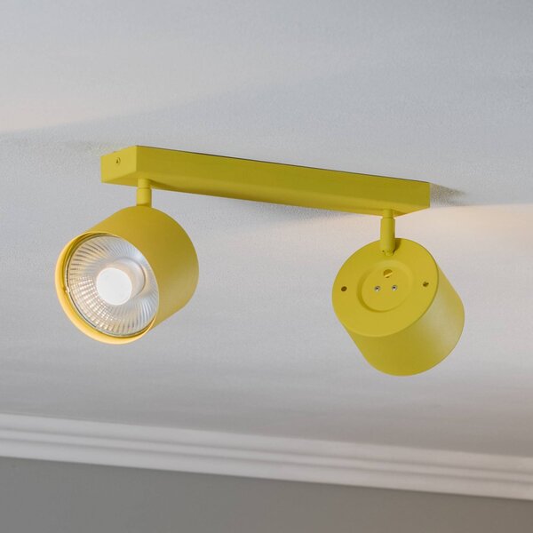 Faretto da soffitto Chloe orientabile a 2 luci, giallo Argon, dimmerabile, Giallo / Arancione, Soggiorno / Sala da pranzo, Metallo, Moderno