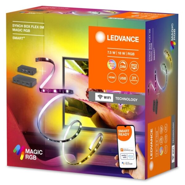 Ledvance-LED RGB Striscia dimmerabile per TV SYNCH BOX FLEX 4,5m LED/18W/230V Wi-Fi