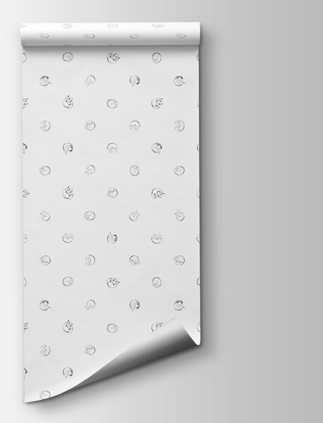 Carta da parati Sfondo bianco con puntini neri, Carta da parati Moderno, Carta da parati popolare, t00528 - Tapeko.it