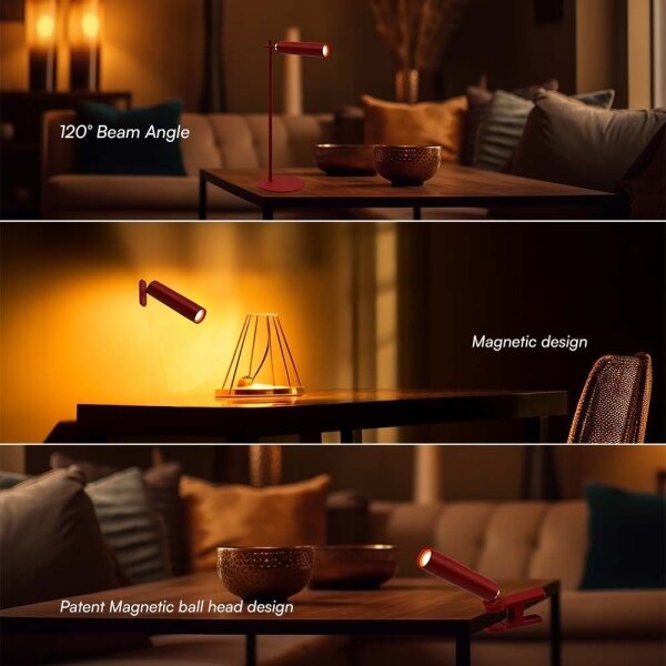 LED Lampada da tavolo magnetica dimmerabile LED/3W/5V 4000K 1500 mAh rosso