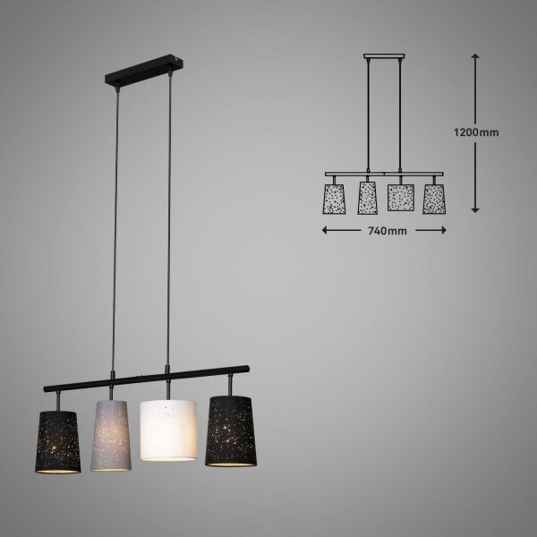 Brilo 4027-045 - Lampadario a sospensione con filo SHADES 4xE27/40W/230V
