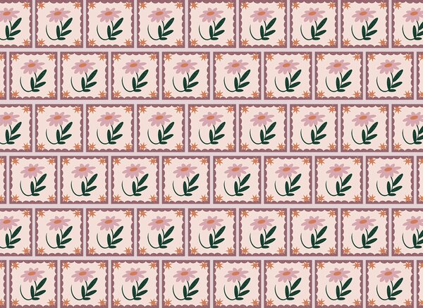 Carta da parati Motivo di fiori e foglie, Carta da parati Floreale, Carta da parati popolare, t00460 - Tapeko.it