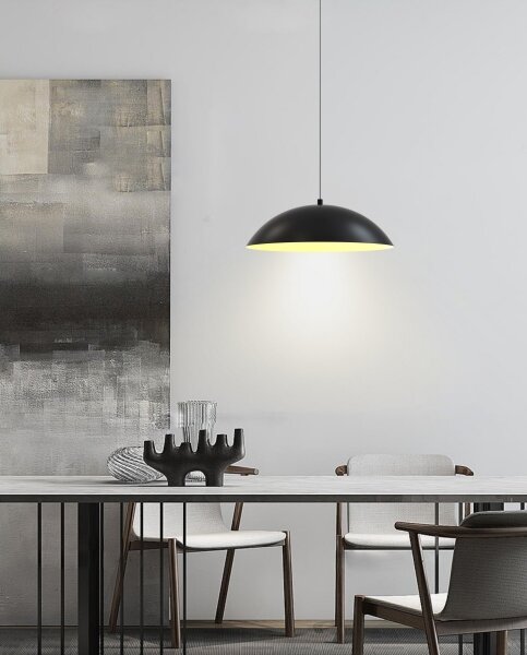 Wofi 6001-104 - Lampadario a sospensione con filo LED dimmerabile ROSCOFF LED/19W/230V nero/oro
