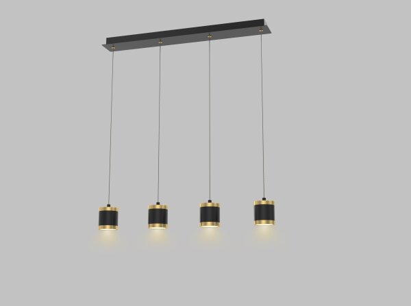 Wofi 7003-404 - Lampadario LED dimmerabile a sospensione su cavo TOULOUSE 4xLED/8,5W/230V nero/oro