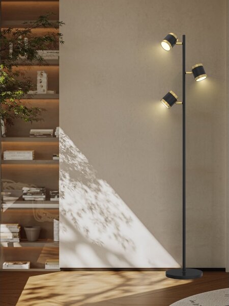 Wofi 3003-304S - Lampada da terra dimmerabile a LED TOULOUSE 3xLED/7W/230V nero/oro