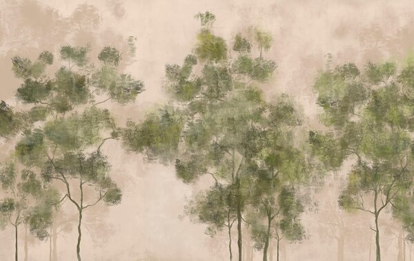 Carta da parati Gruppo di alberi con foglie verdi, Carta da parati Natura, Carta da parati popolare, t00514 - Tapeko.it