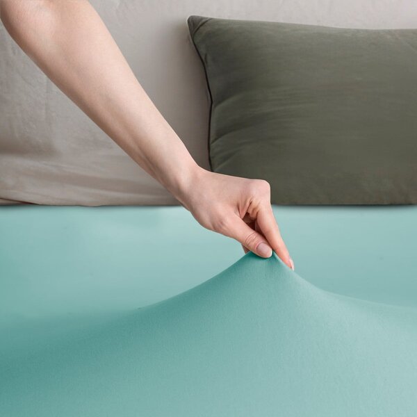 Lenzuolo con angoli turchese in jersey 90x200 cm Amber – Restilo