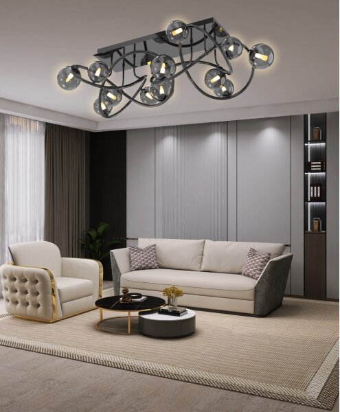 Wofi 9014-1205 - Lampadario a plafone LED NANCY 12xG9/3,5W/230V nero/cromo