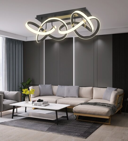 Wofi 9134-204 - Lampadario LED dimmerabile INDIGO LED/64W/230V nero/oro