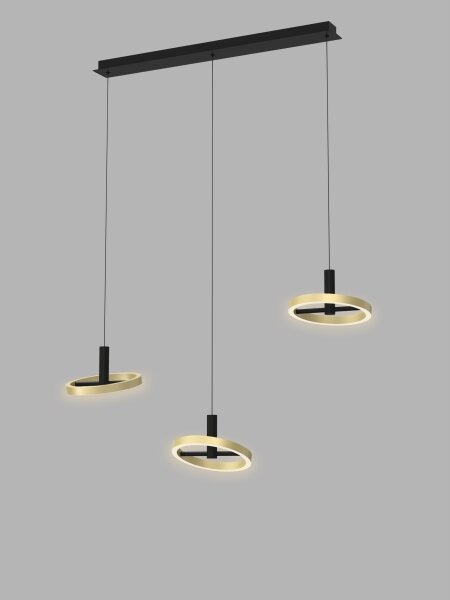 Wofi 7016-304 - Lampadario a sospensione con filo LED dimmerabile BREST LED/26W/230V nero/oro