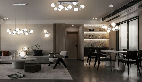 Wofi 7014-807 - Lampadario LED a sospensione con filo NANCY 8xG9/3,5W/230V cromo lucido