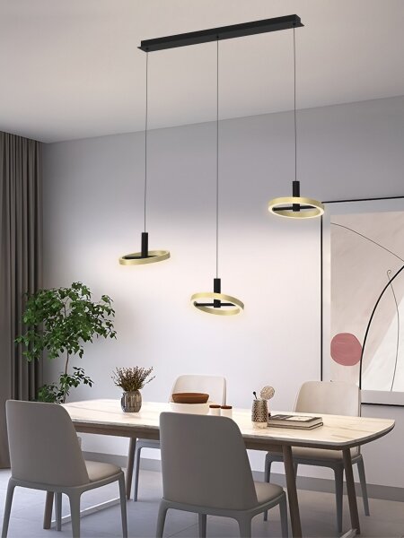Wofi 7016-304 - Lampadario a sospensione con filo LED dimmerabile BREST LED/26W/230V nero/oro