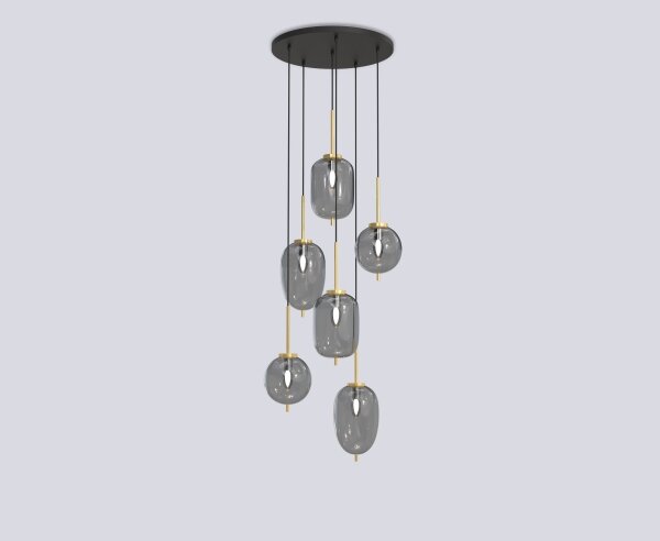 Wofi 5007-502 - Lampadario a sospensione con filo BELLEVILLE 6xE14/40W/230V nero/oro