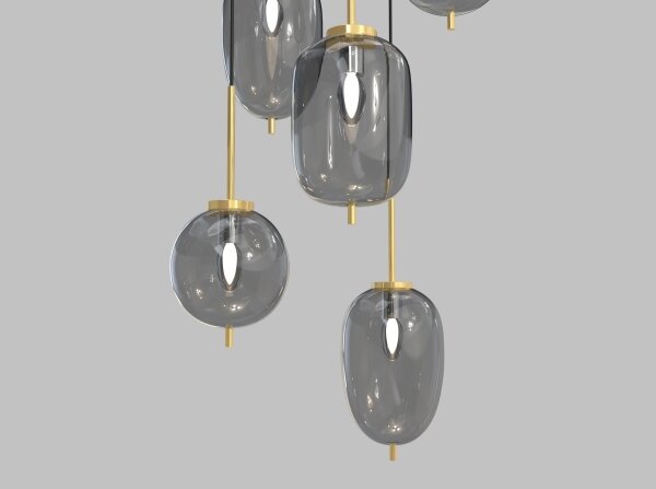 Wofi 5007-502 - Lampadario a sospensione con filo BELLEVILLE 6xE14/40W/230V nero/oro