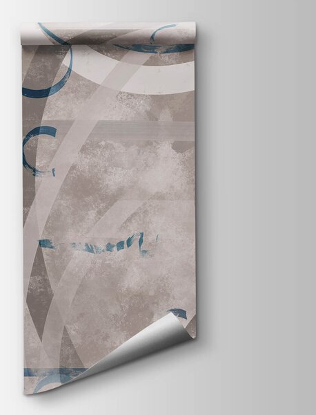 Carta da parati Vortici e cerchi grigi e blu, Carta da parati lastrazione, Carta da parati popolare, t00544 - Tapeko.it